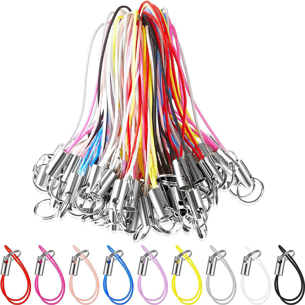 100pcs/set Mix color Polyester Cord With Jump Ring Lanyard Rope For Making Keychain DIY Craft Pendant. 