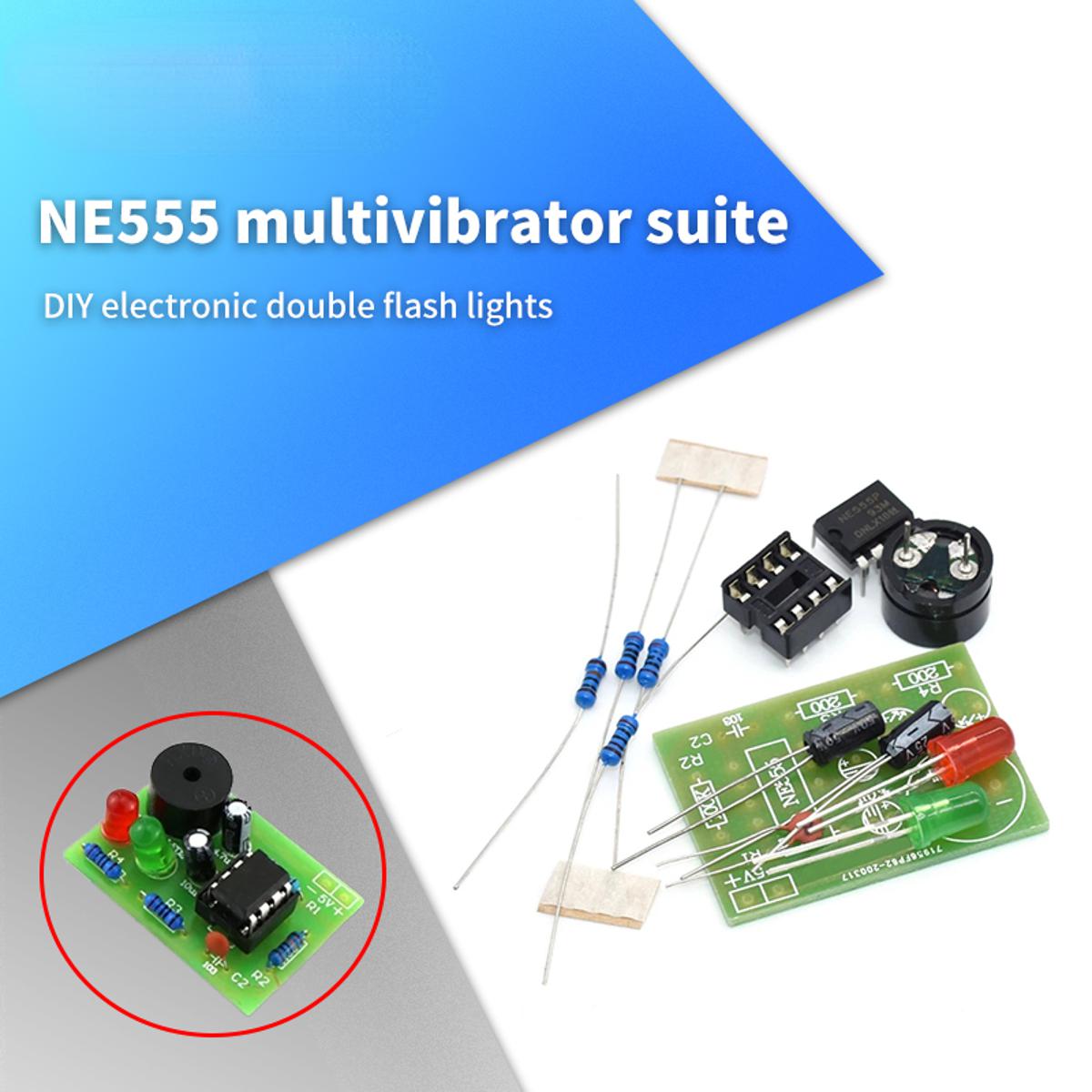 NE555 multivibrator kit NE555P steady-state circuit dual flash LAMP DIY training Maker student Lab