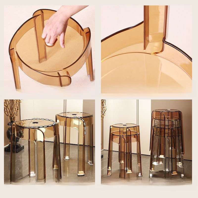 Acrylic Crystal Stool Household Stackable Round Stool Simple Living Room Transparent Bench Adult Dining Room Windmill Stool