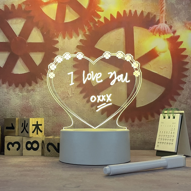Erasable Luminous Transparent Home Desktop Acrylic Notepad Small Whiteboard Writing Message Boards. 