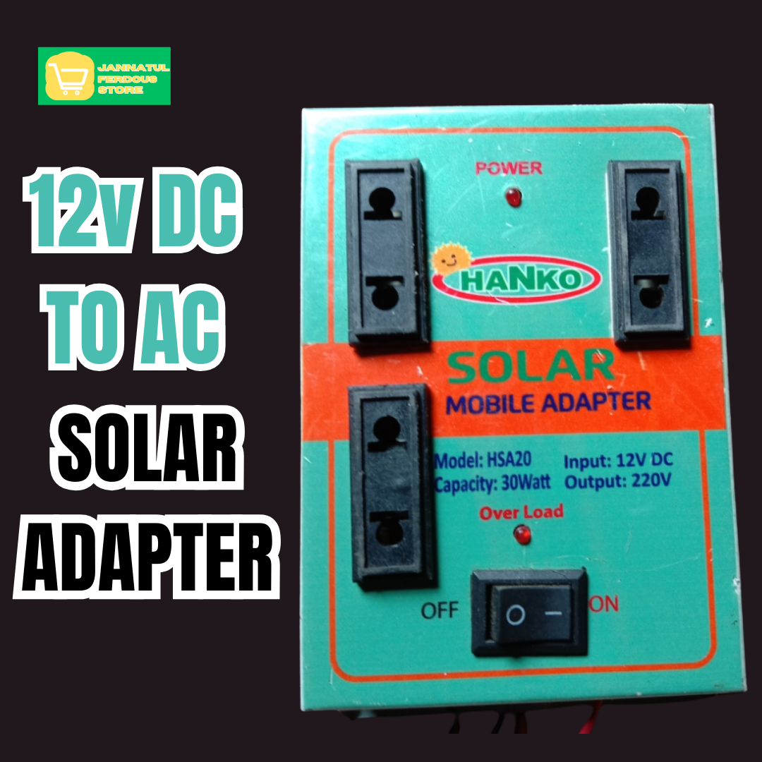 Solar Adapter 12V DC to 220V Converter 3 ‍Socket/30W Mini Inverter