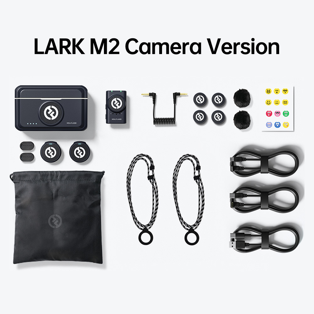 Hollyland Lark M2 Wireless Lavalier Microphone for iPhone Camera 300m Range Noise Cancellation 30H Battery for Photography Vlog. 