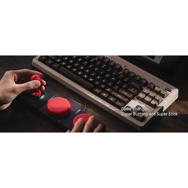 8BitDo Retro Mechanical Keyboard C64 Edition Bluetooth/2.4G/USB-C Hot Swappable Gaming Keyboard with 87 Keys for Windows Android. 
