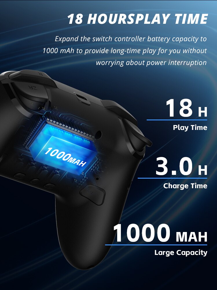 DATA FROG Wireless Controller For Nintendo Switch OLED/Lite Console Pro Gamepad with 1000Mah Battery Programmable Turbo Function. 