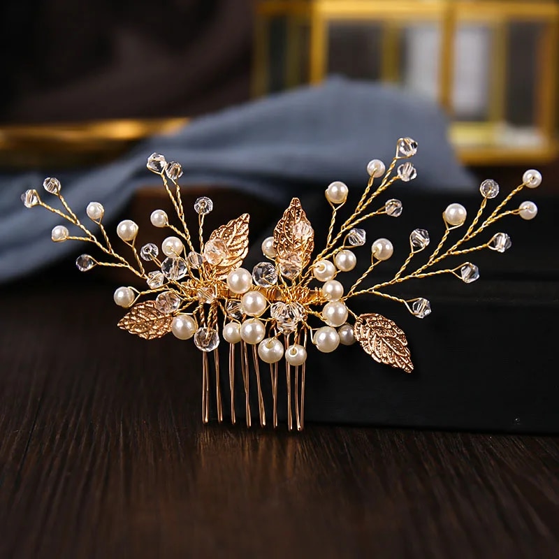 Trend Hair Comb Bridal Tiaras Rhinestone Pearl Alloy Hairband Hairpin Wedding Hair Ornament Girls Daily Headwear Head Jewelry