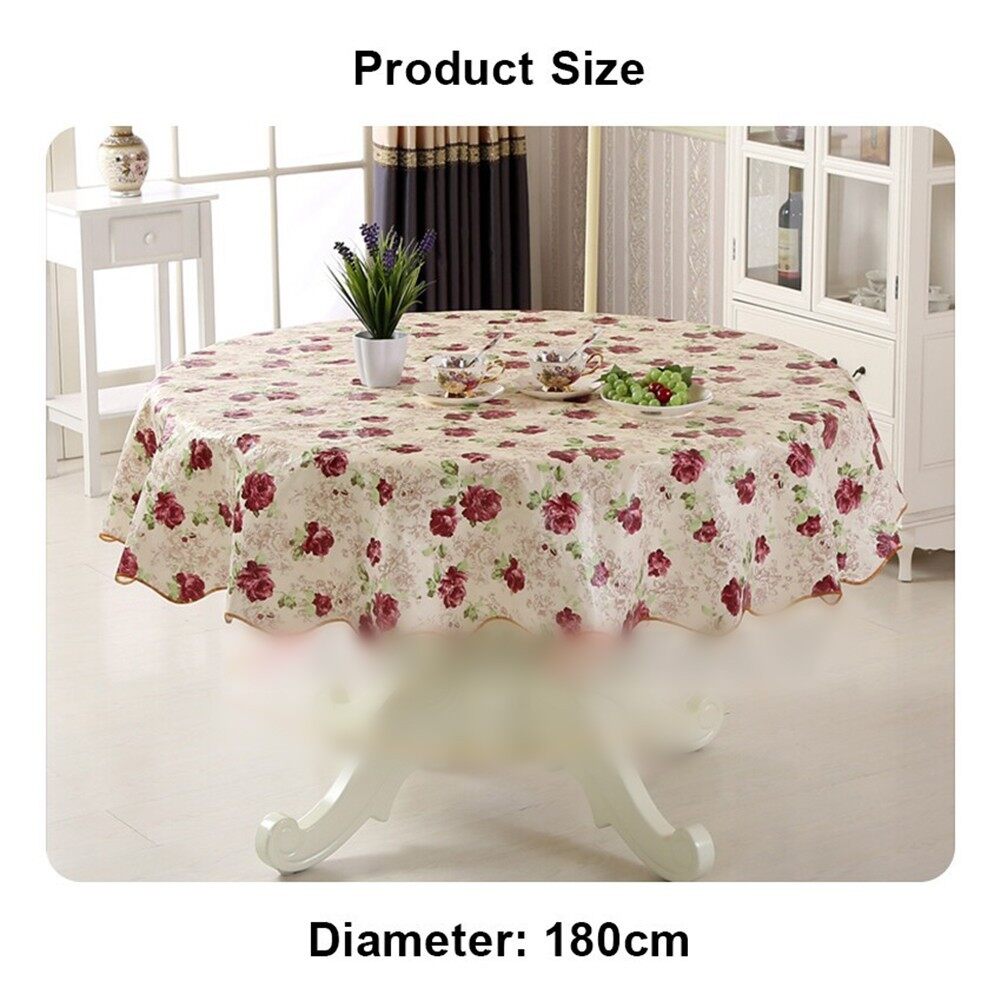 Round Table Cloth Table Cloths Round For 6 Seaters 4 Seaters Round Table Cover PVC Printed Table Cloth Tea Table Cloth Waterproof Oil-Proof And Scald-Proof Disposable. 