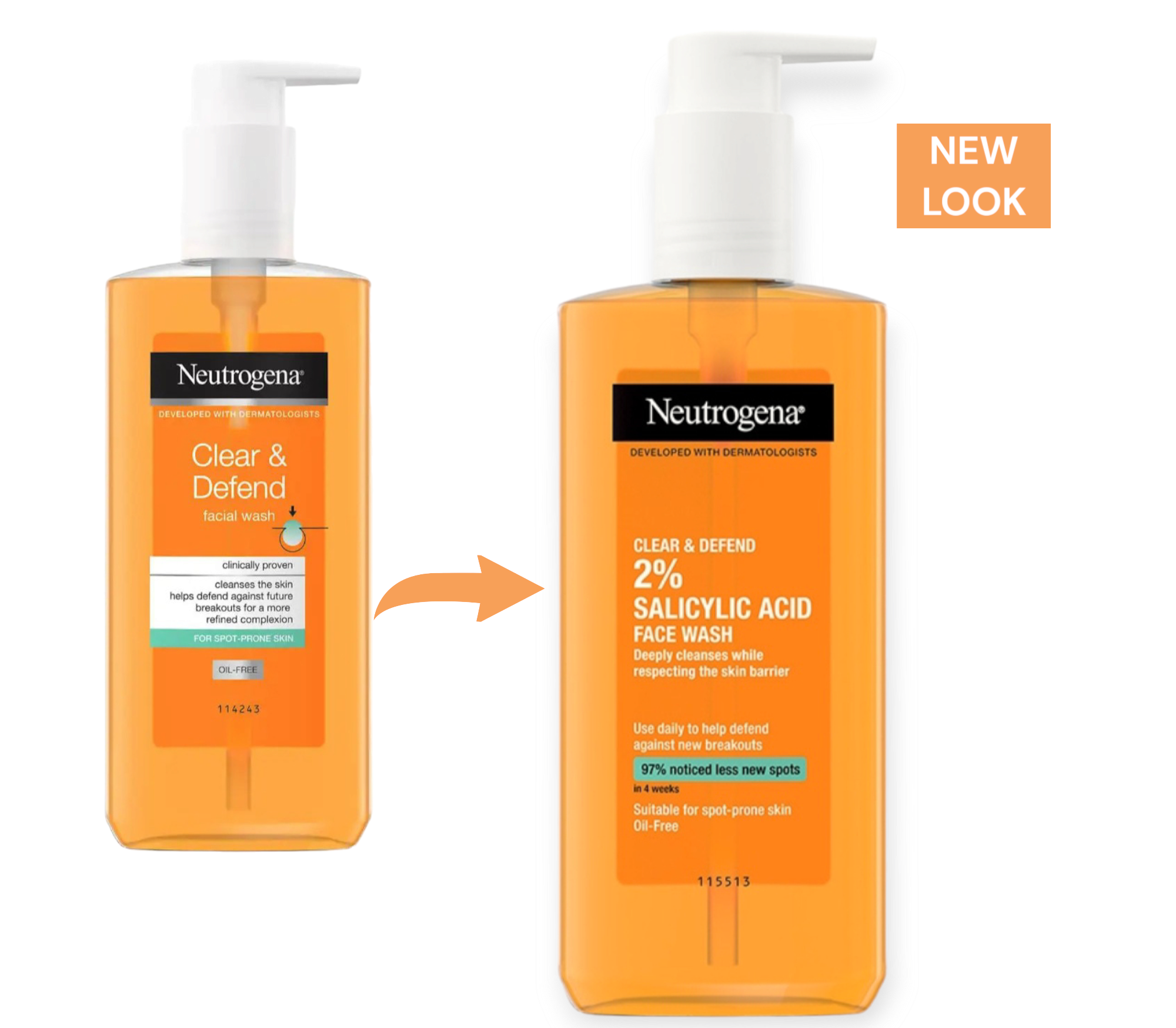 NEUTROGENA Clear & Defend 2% Salicylic Acid Face Wash 200ml - Oil Free Face Wash. 
