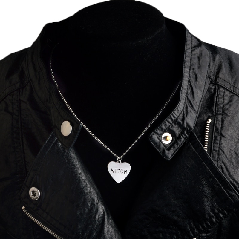 【VisioN Shop】Support Custom Witch necklace Heart Engraved Gothic Wiccan Halloween jewelry Necklace Gift for witches. 