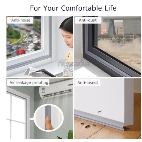 Window Seal Tape, Self-adhesive gap sealer, Windproof Foam Door Dust Stopper Rubber Strip for Sliding Windows 2Meter. 