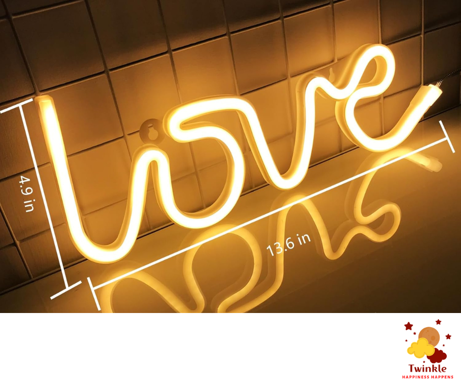 Love written Beautiful Designed so Attractive Neon LED Light for Gifts, Night Light,Kids Bedroom, Living Room, Wall Decor, Newly Married Home Decoration Purpose with USB Plug in or Battery system Light. 