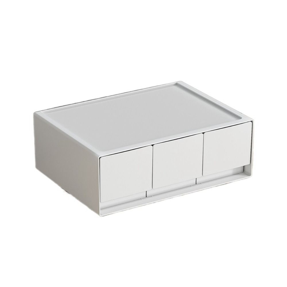 Plastic Stackable Storage Drawer Simple White Large Capacity Desk