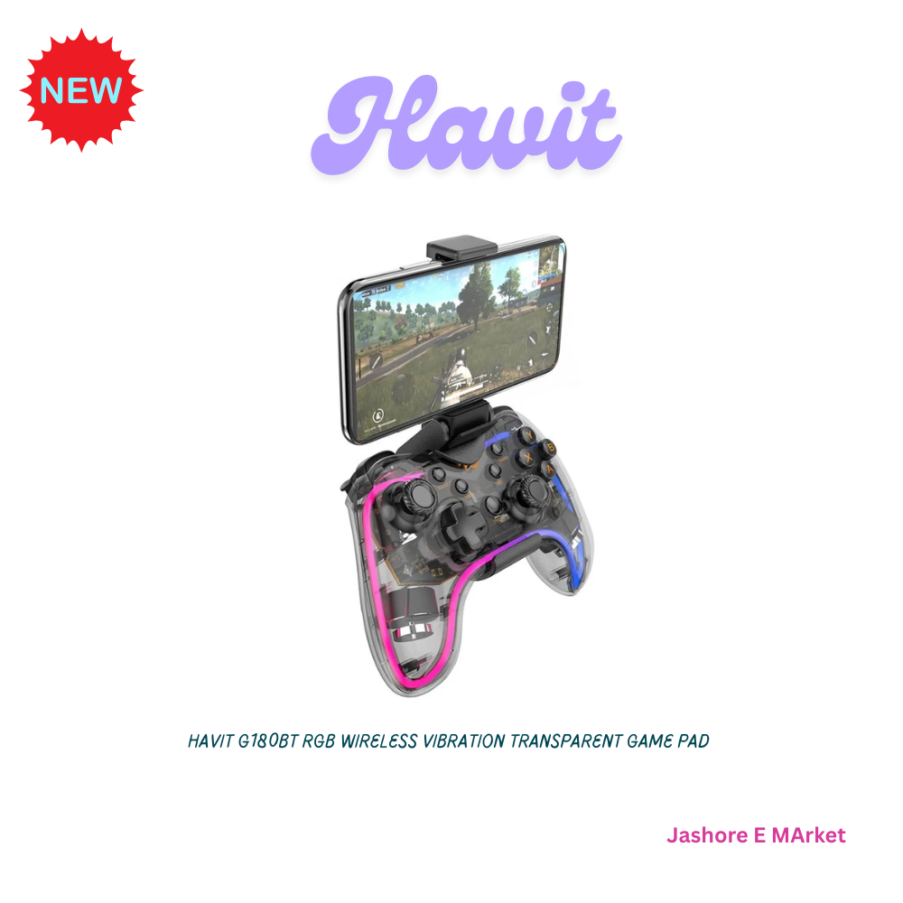 Havit G180BT RGB Wireless Vibration Transparent Game Pad. 