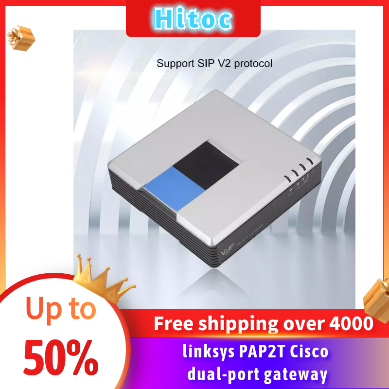 VoIP Gateway Internet Phone 2 Ports Adapter SIP RJ45 Cable For Linksys PAP2T
