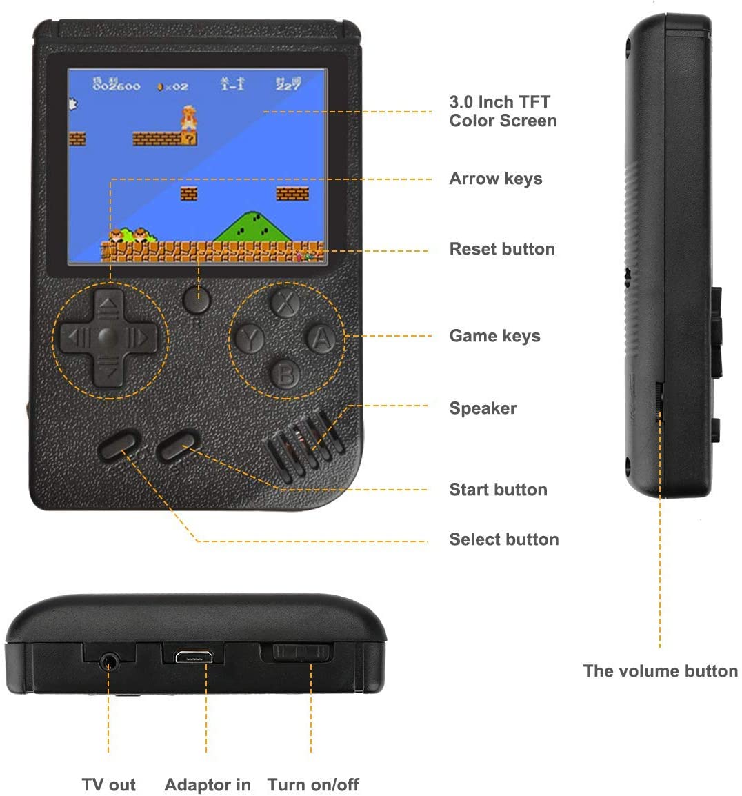 Portable Mini Handheld video Game Console Retro 3.0 Inch Color LCD Kids  Color Consola Game Player Built-in 500 Games: Buy Online at Best Prices in  Bangladesh | Daraz.com.bd