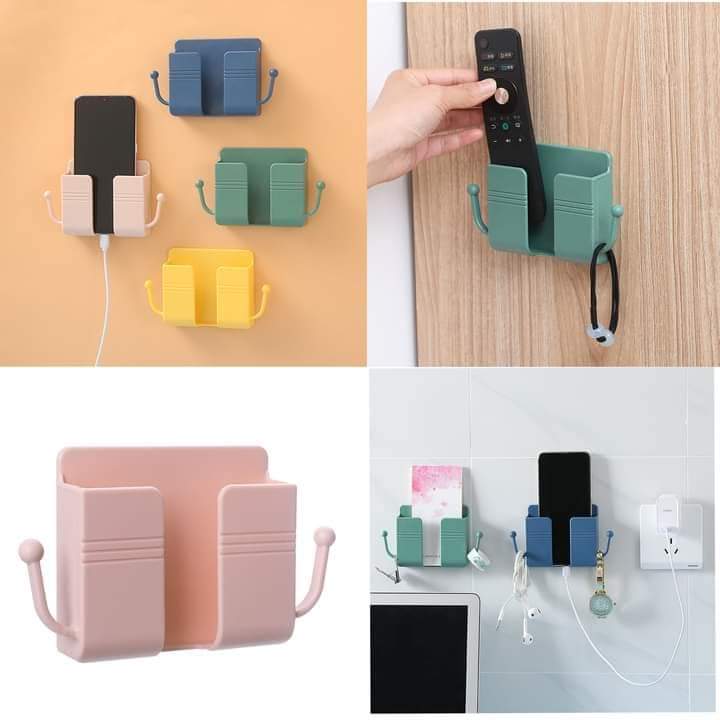 Mobile Phone Charging Hanging Holder Multifunction Wall Mounted Plug Bracket Remote Control Mounted Storage. 