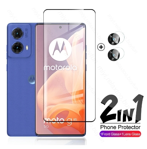 for Moto G85 5G 2 in 1 Camera Lens Protector and Full Coverage Tempered Glass Screen Protector