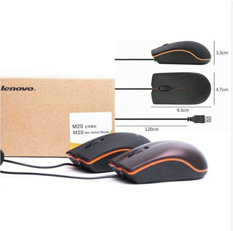Lenovo-Mini-M20 Wired Mouse 1200Dpi Optical Usb 2.0 - Pro Gaming Mouse Optical Mice Frosted Surface For Computer Pc & Laptop. 