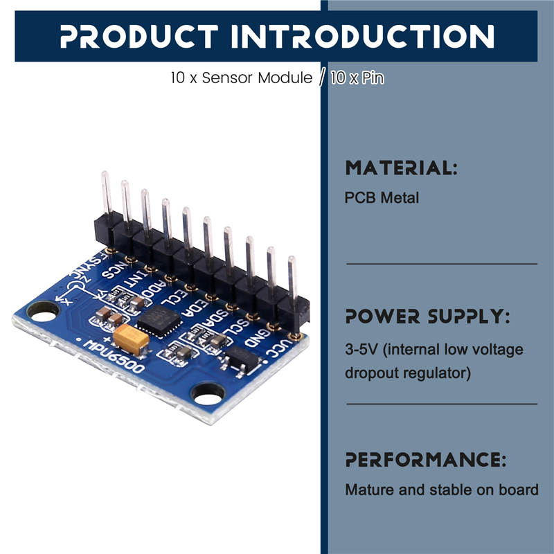 10Pcs MPU6500 Gyroscope Accelerometer Sensor Module. 