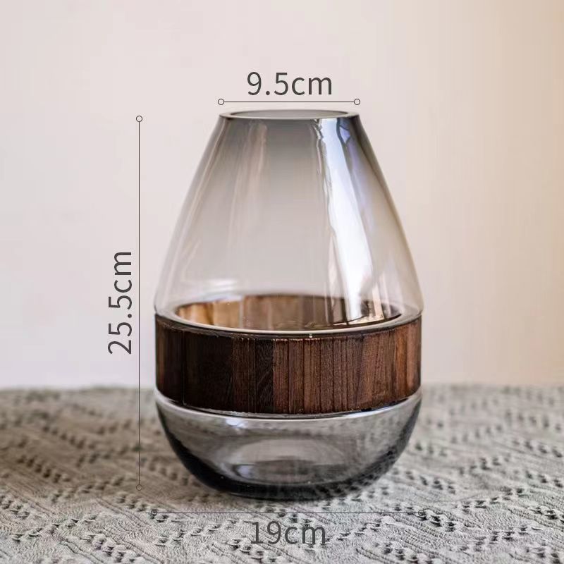Creative Simple Wooden Pallet Glass Vase Contorted Willow Primary Color Decoration Aquatic Flowers Rose Flower Arrangement in Living Room and Dining Table Decoration. 