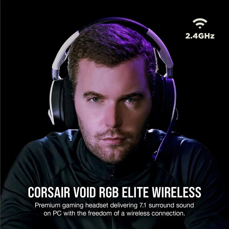 Corsair Void RGB Elite Wireless Premium Gaming Headset with 7.1 Surround Sound PS5 and PS4 Carbon for PC. 