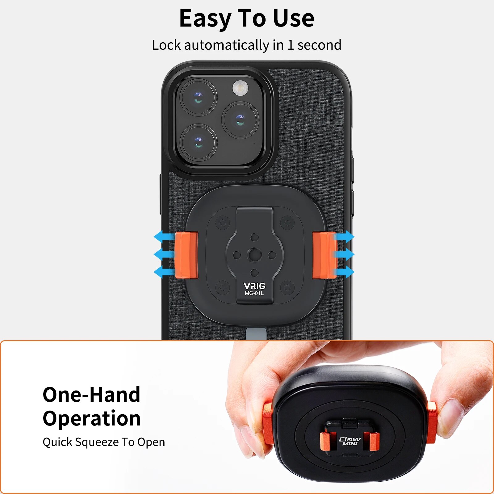 Vrig Claw Mini Magnetic Quick Release Phone Stand with Magsafe for iPhone 15 14 13 12 1/4 Tripod Adapter Phone Base for Vlog. 