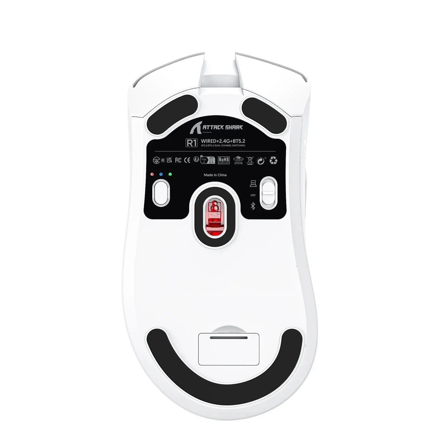 R1 Superlight Mouse Bluetooth 2.4G Wireless Gaming Mouse PixArt PAW3311 Gaming Sensor 6 Adjustable DPI for Office Game. 
