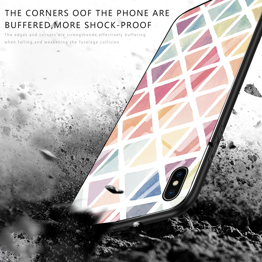 Jizetin for Samsung A52S 5G / A52 / A52 5G Glass Back Cover Decorative Pattern Glossy Tempered Glass Shockproof Soft Edge Phone Cases. 