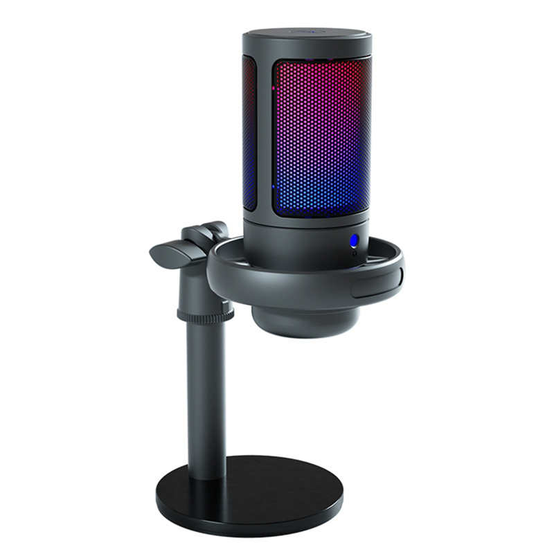 USB Condenser Metal Microphone Professional Recording Streaming with RGB Light Desktop Podcast Microphone,