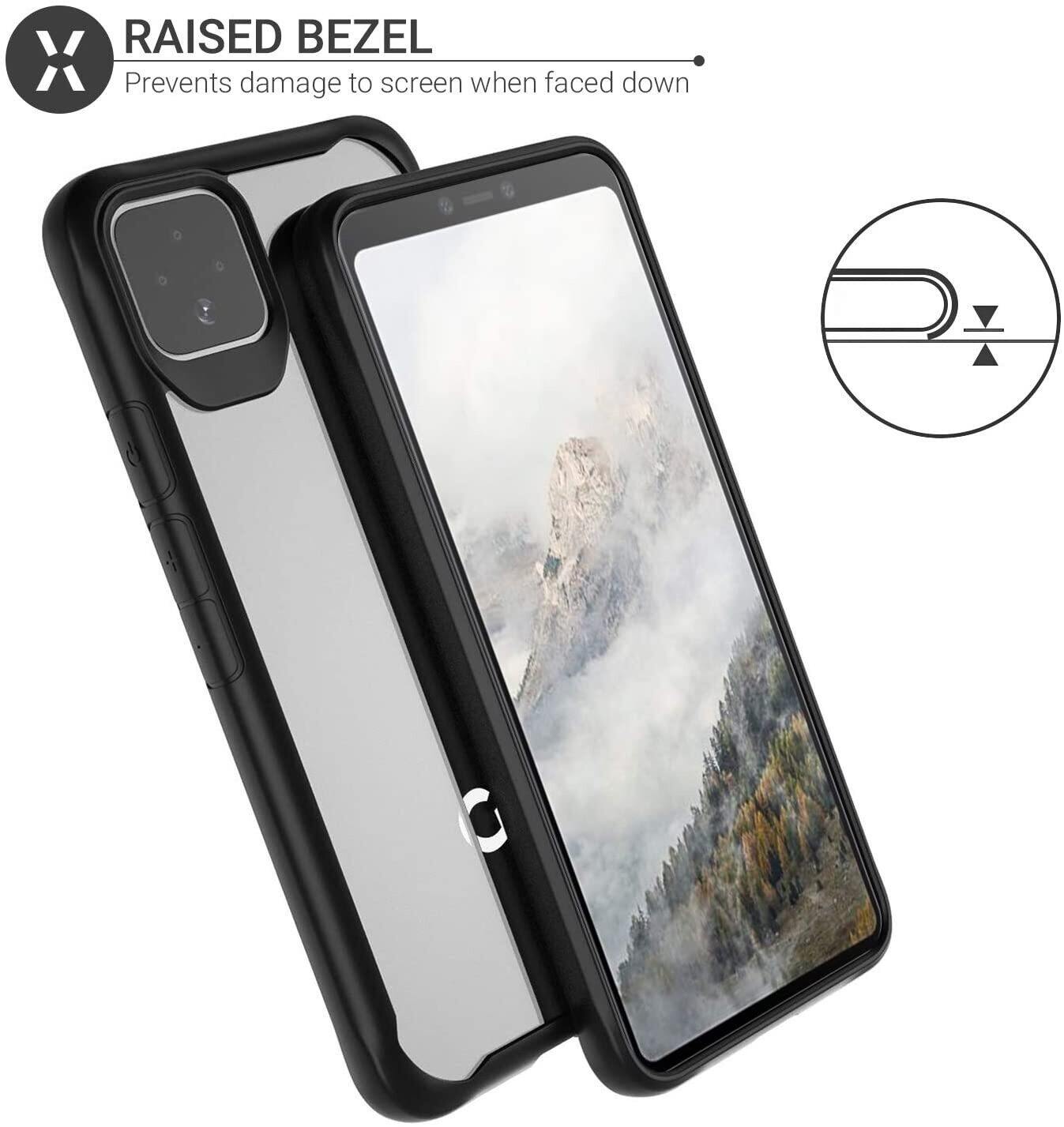 For Google Pixel 4XL Phone Hybrid Shockproof Case Anti German Buyer Case Transparent Hard PC and Soft TPU Silicone Rubber Shockproof Case Black Soft Frame Transparent Back Cover with Transparent Back Ultra Thin Black Cover. 