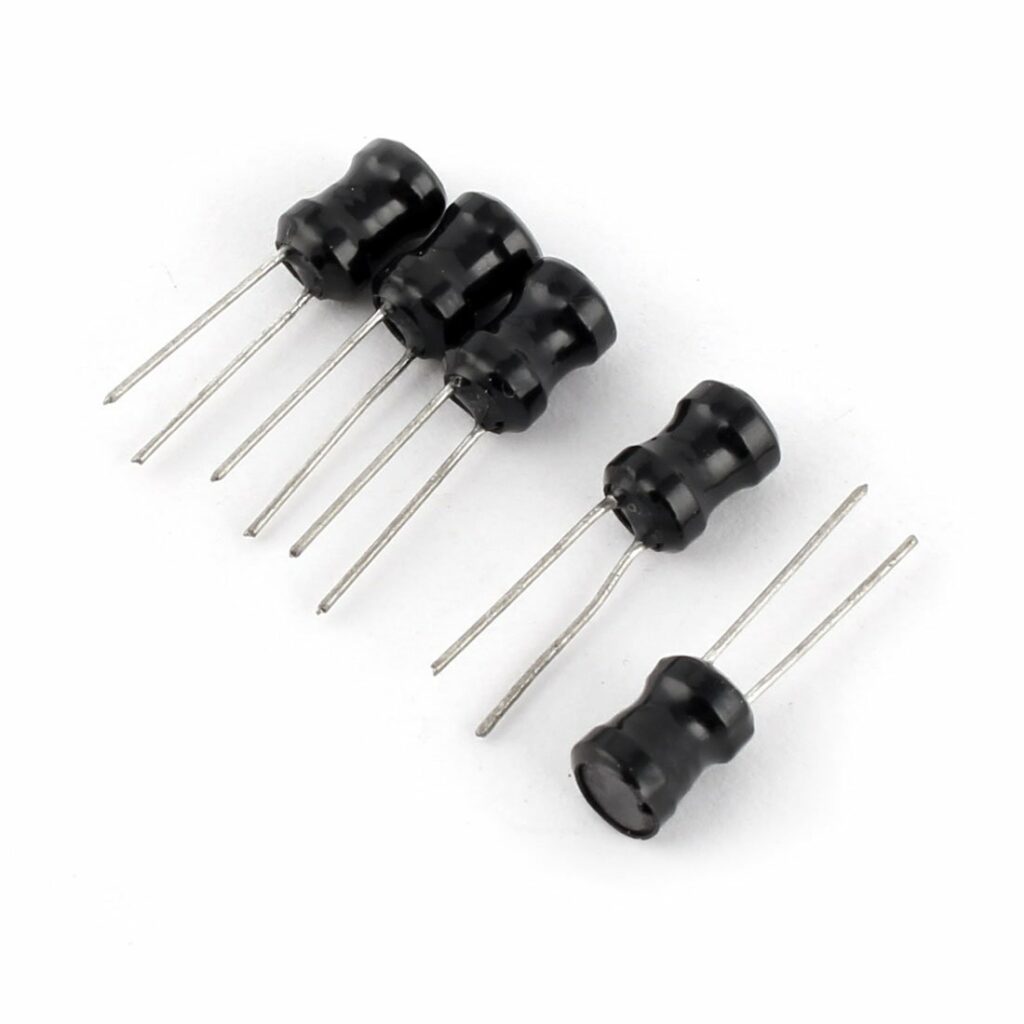5Pcs- RADIAL Type 50uH Inductors 50uH Magnetic Core Drum Core Choke Power Inductor Through Hole 2 Pin Leads Terminals Connections Leg. 