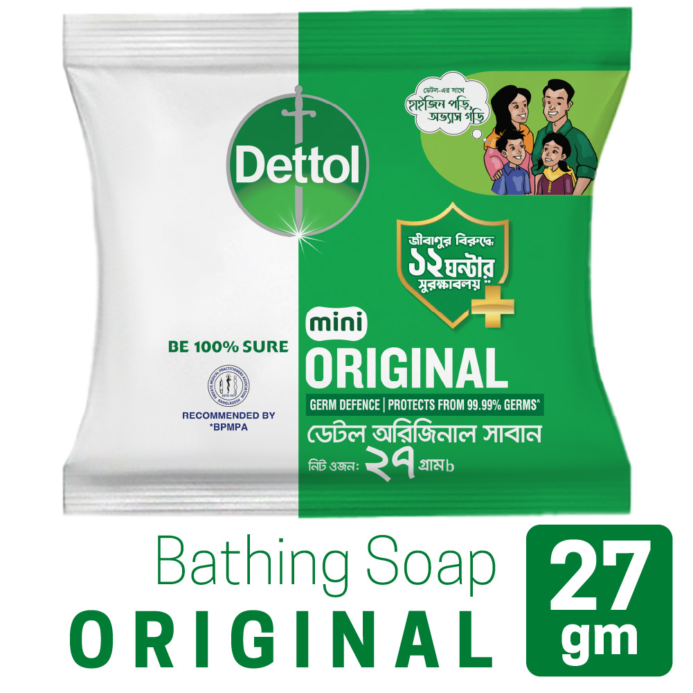 Dettol Mini Soap Original 27gm Bathing Bar, Soap with protection from 100 illness-causing germs