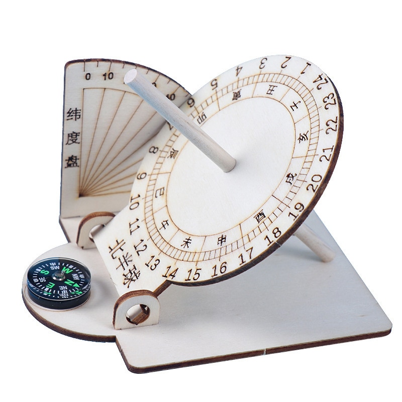 2023 Equatorial Sundial Clock Wooden Scientific Model DIY Teaching Aid ...