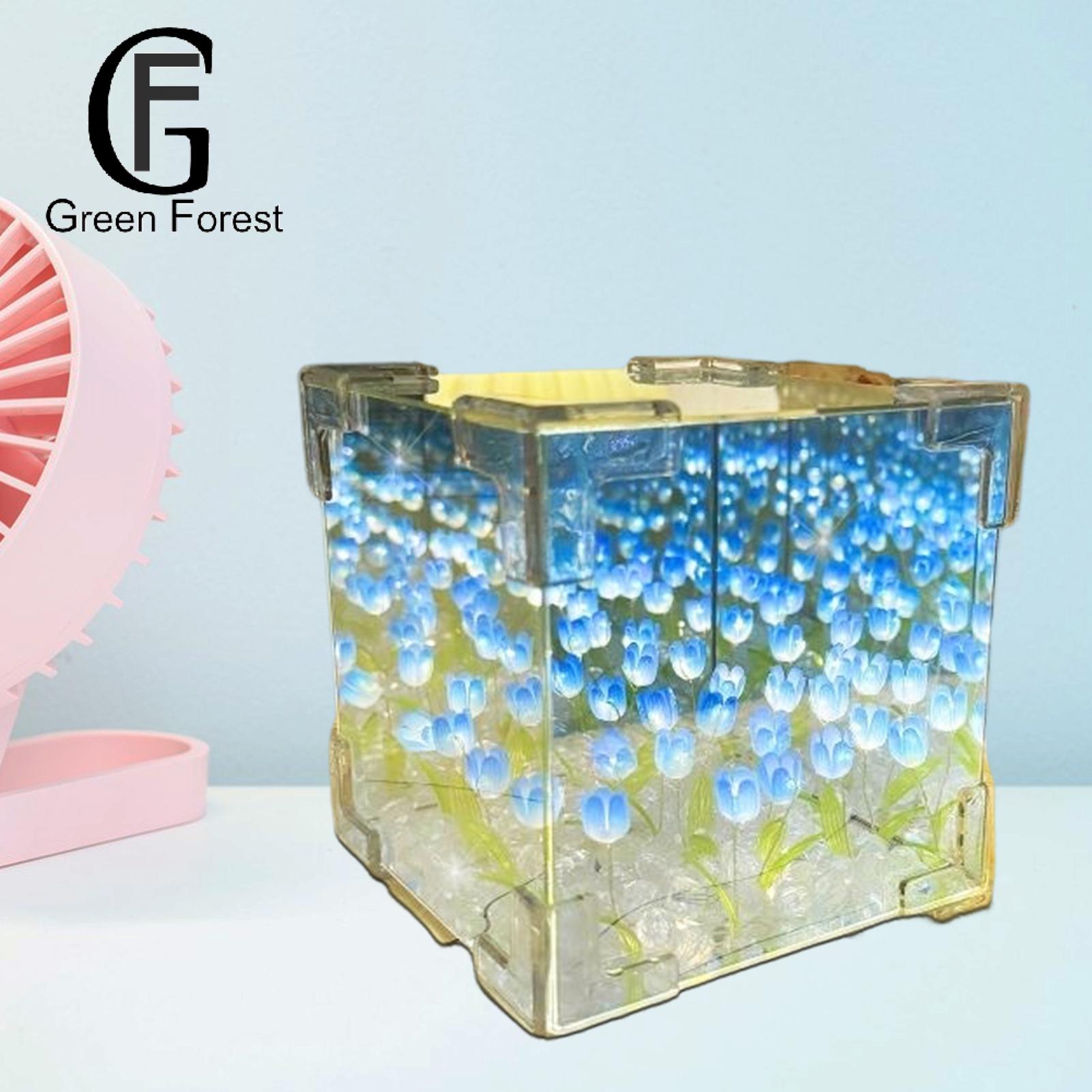 Tulip Infinity Mirror Lamp Handmade Diy Tulip Night Light Mirror Lamp Battery Powered Flower Table Ornament Easy Installation Buyer's Choice Led Lamp. 