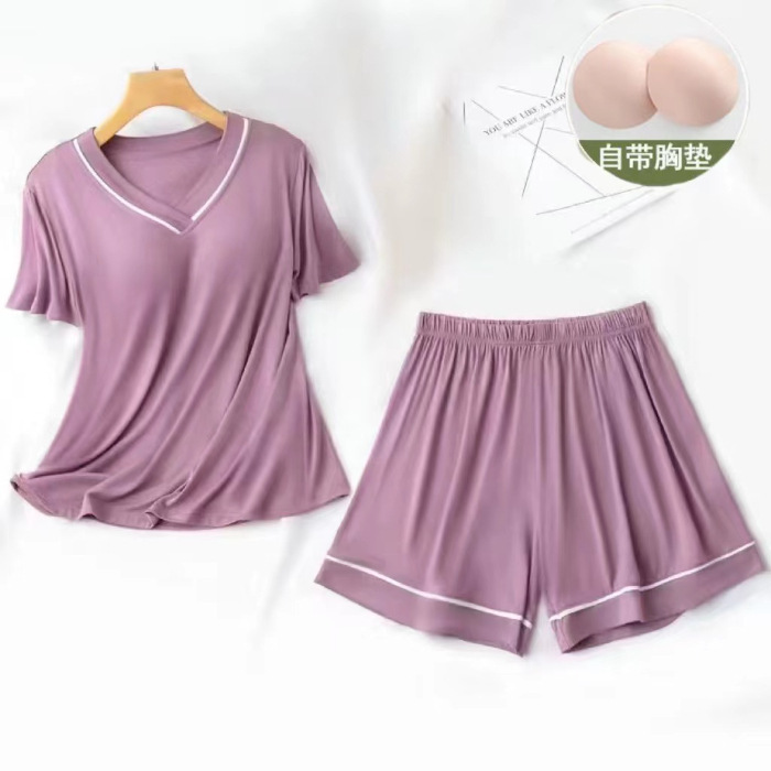Internet celebrity style Korean version of pajamas girl, summer short-sleeved, thin, sweet, high-end, can be worn outside, home clothes set on behalf of the hair