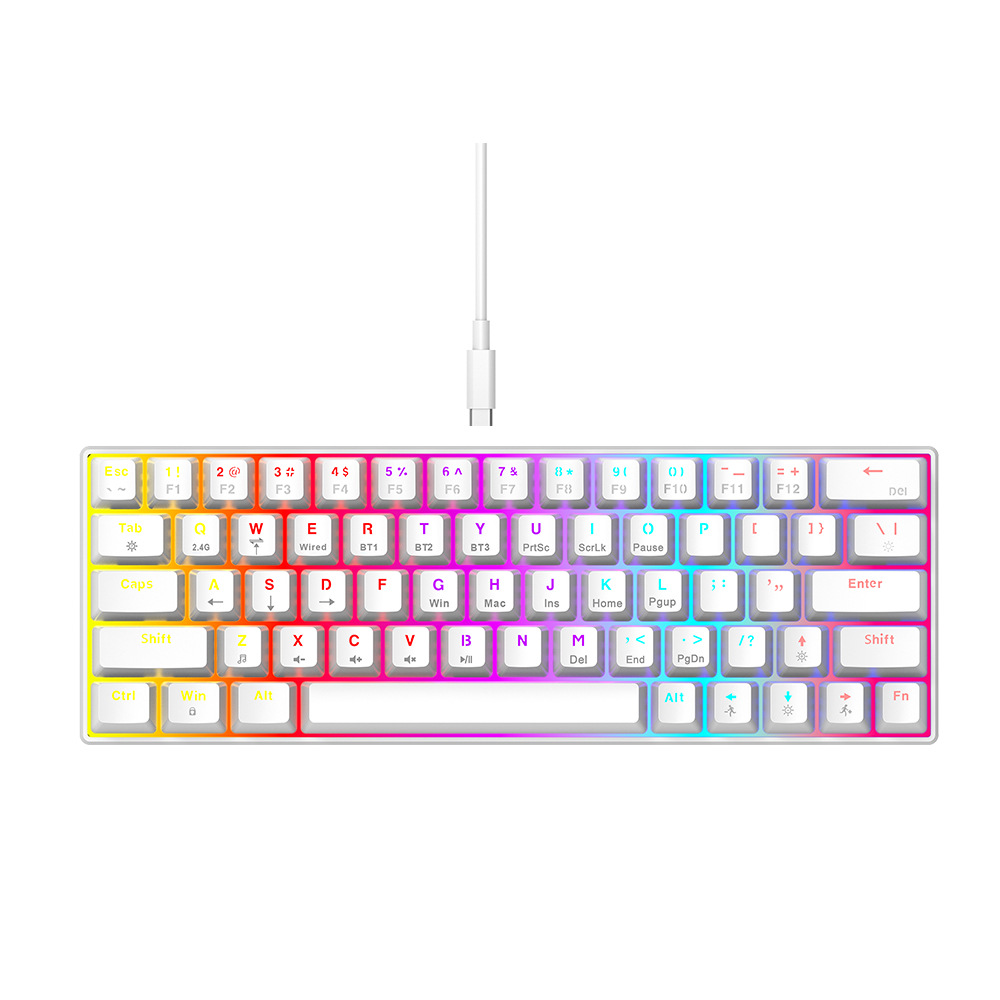 T-WOLF New T60 Mechanical Keyboard TYPEC port key line separation mixed light gaming co-branded model factory source. 