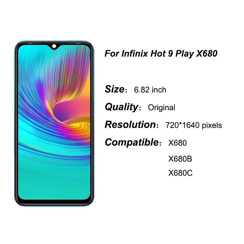 100% Tested For infinix Hot 9 Play X680 LCD Display Screen Touch Digitizer Assembly For X680B X680C With Free Tools. 