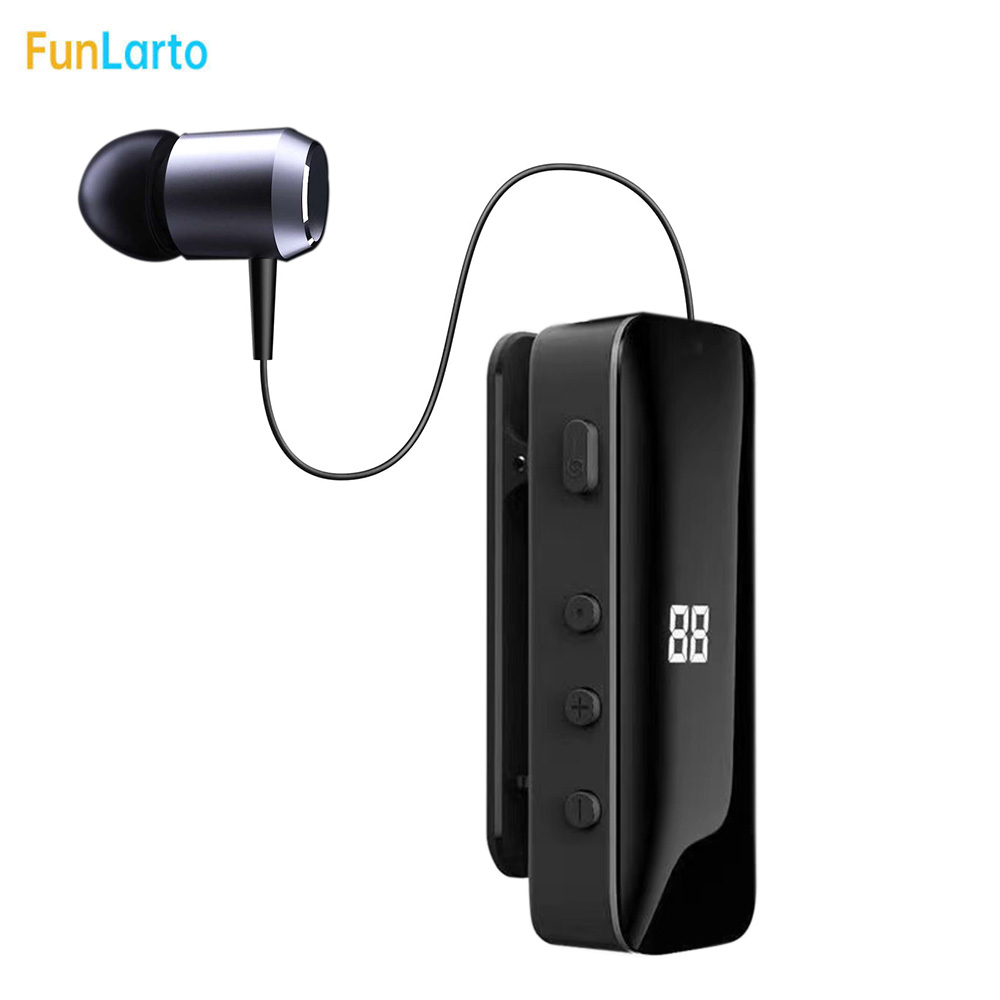 Machine LED Collar Clip Wireless Ear Clip on Bluetooth Headset Retractable Bluetooth 5.3 Headset Battery Display Hands-Free Microphone
