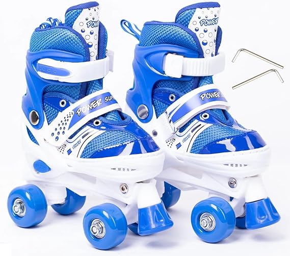 Power Superb Adjustable Roller Skate Shoes 2-Rows 4-Wheels