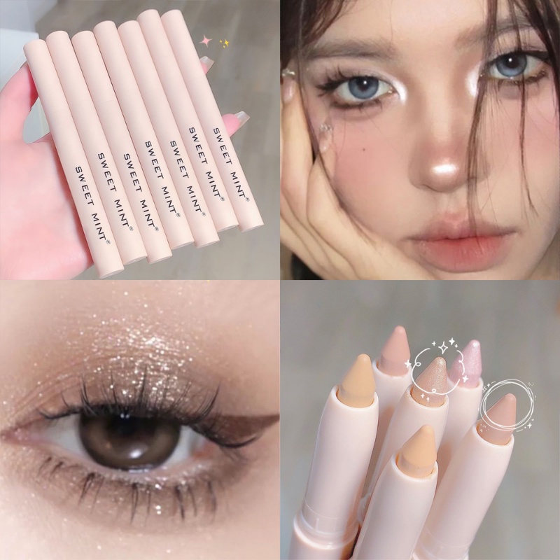 SWEET MINT Exquisite 6 Colors Glitter Matte Lying Silkworm Pen Smooth Long-lasting Waterproof Shiny Shadow Eyeshadow Stick Makeup Beauty Tools. 