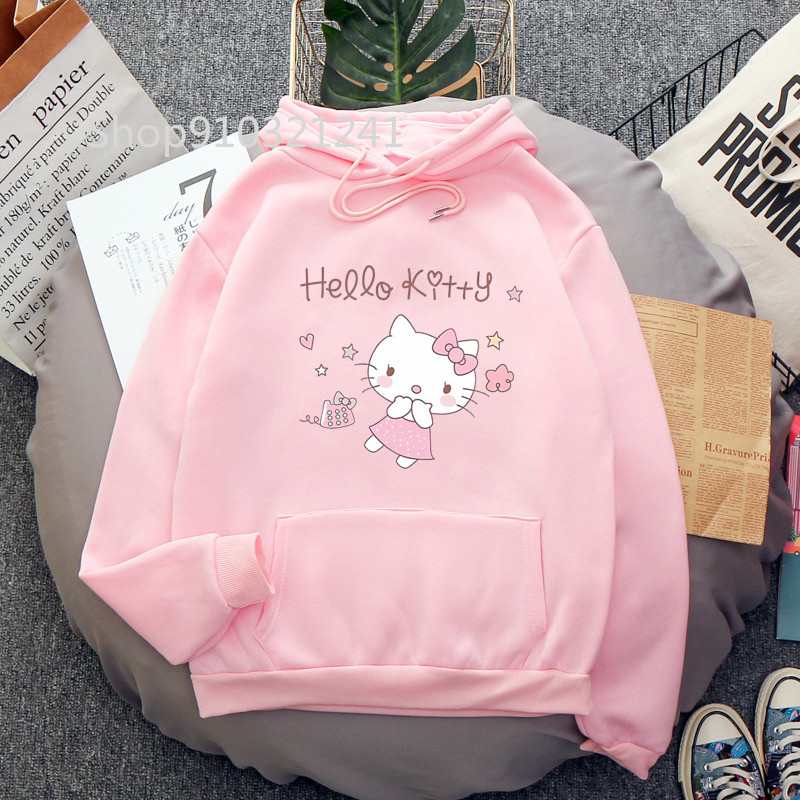 Pink Cartoon Hello Kitty Women's Hoodie Funny Melanie Martinez Hoodies Printing Sweatshirt Spring/Autumn Women Tops Clothes. 