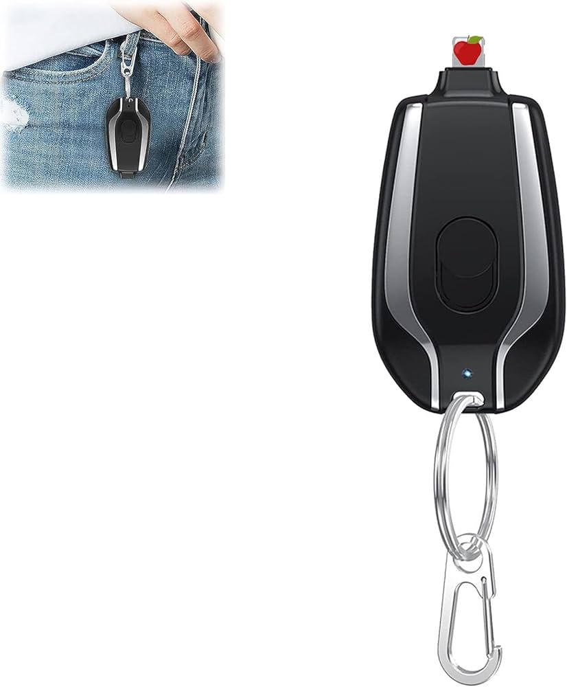 Type-"C" Mini Keychain Power Bank Portable Emergency Phone Charger. 
