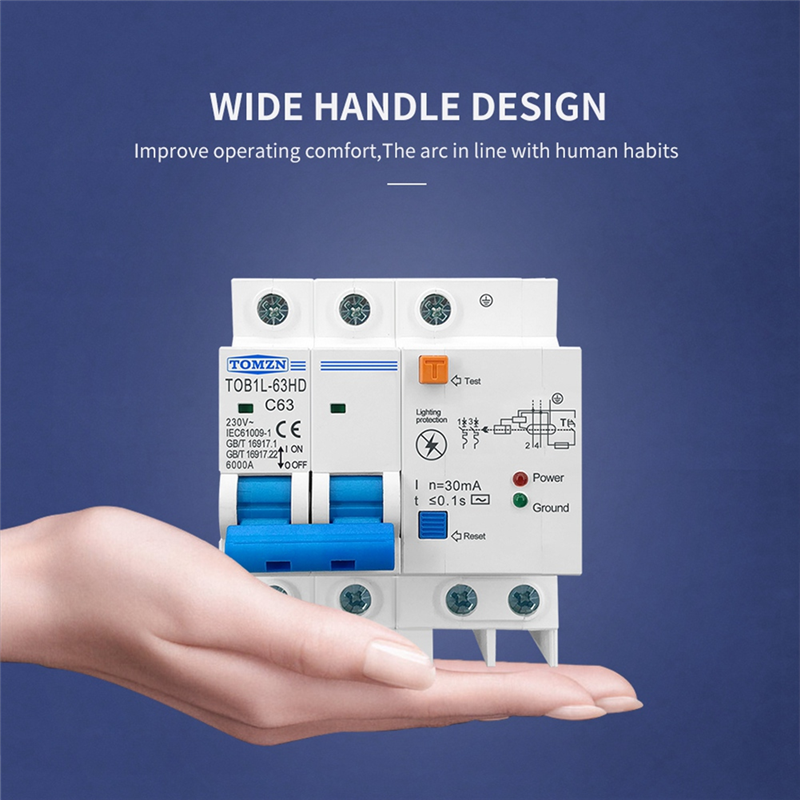 TOMZN Residual Current Circuit Breaker Main Switch with Protector 63A. 