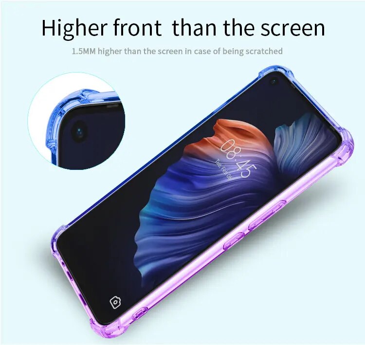 Phone Case for Tecno Pouvoir 4 Pro Tecno Pop 6 Go LC8 LC7 CD7,Hybrid Cute Gradient Soft TPU Bumper Flexible Drop Protectio Cover. 