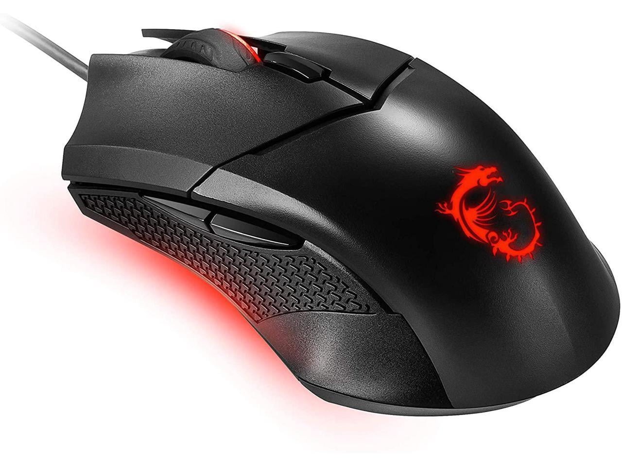 MSI Clutch GM08 Gaming Mouse, 4200 DPI, Optical Sensor, 3 Adjustable Weights, Red LED Lighting, Symmetrical Design, Black. 