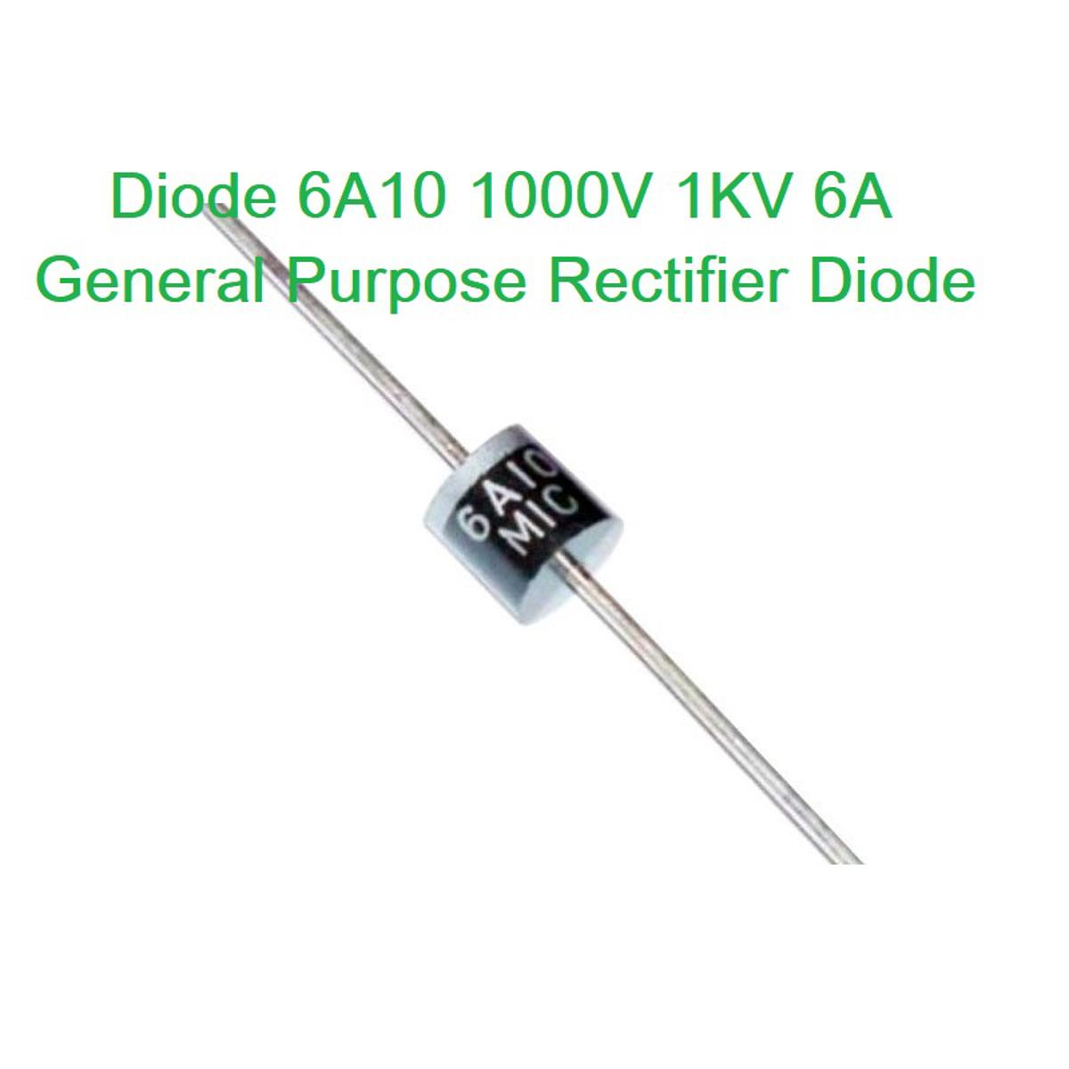 5Pcs- Diode 6A10 1000V 1KV 6A General Purpose Rectifier Axial Diode 6A10 Silicon Junction Diode R-6 Package Electrical Circuitry & Parts