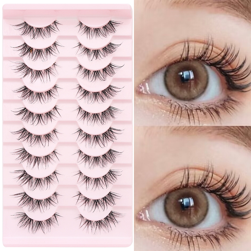 Dingsen False Eyelashes Factory Cross-Border Single Fish Line Stem Segmented Eyelashes Net Red Fox Series One Piece Eyelash. 
