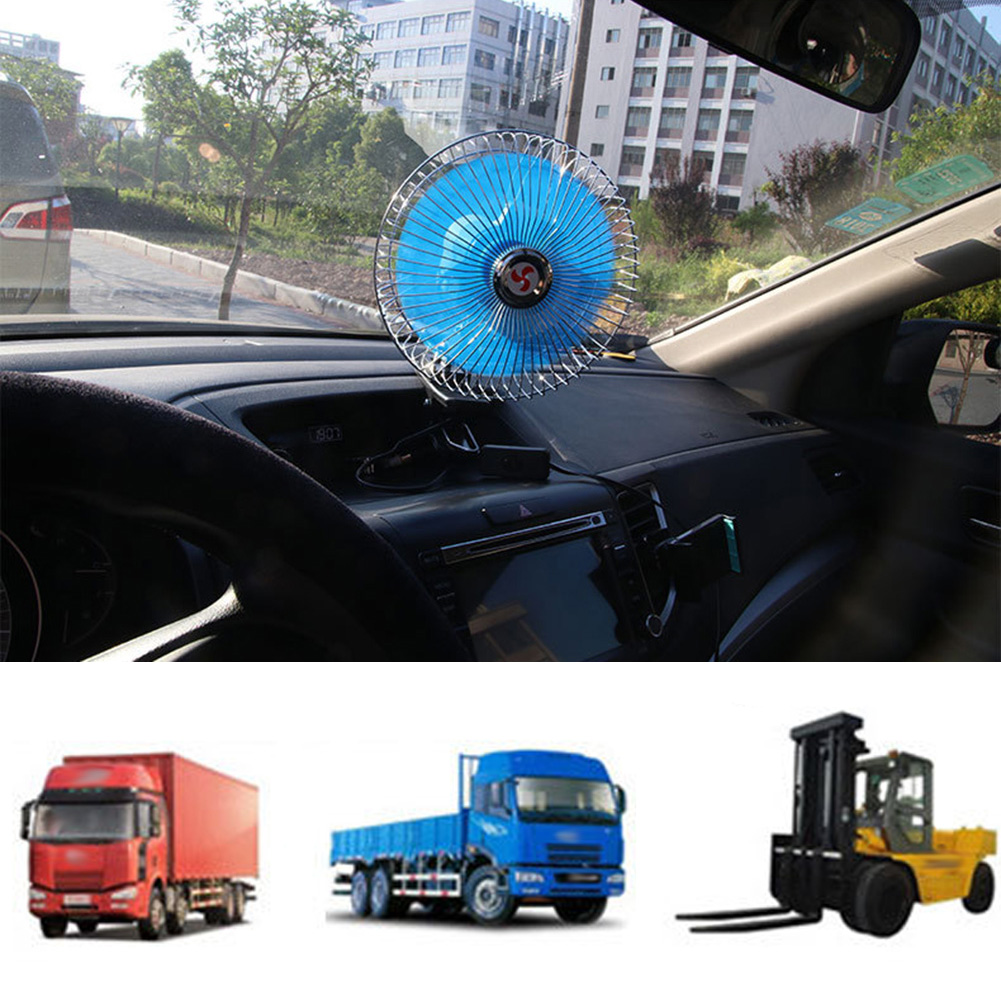 Car Clip Cooling Fan 12V/24V 8 Inch Low Noise Automobile Clip Fan Portable Rotatable with Cigarette Lighter Plug for Vehicle. 