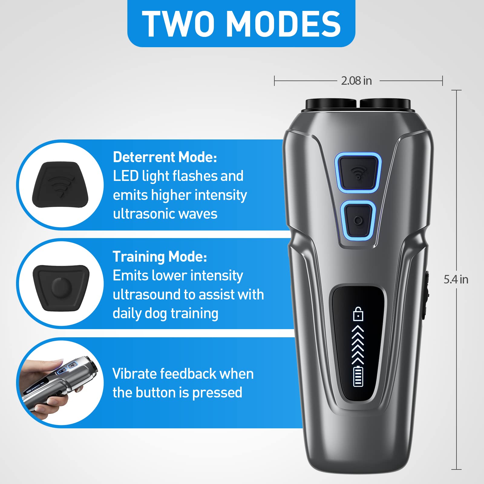 Dog Repeller Ultrasonic Pet Anti Barking Stop Control Bark Training Device High Power Dog Repellent with LED Flashlight. 