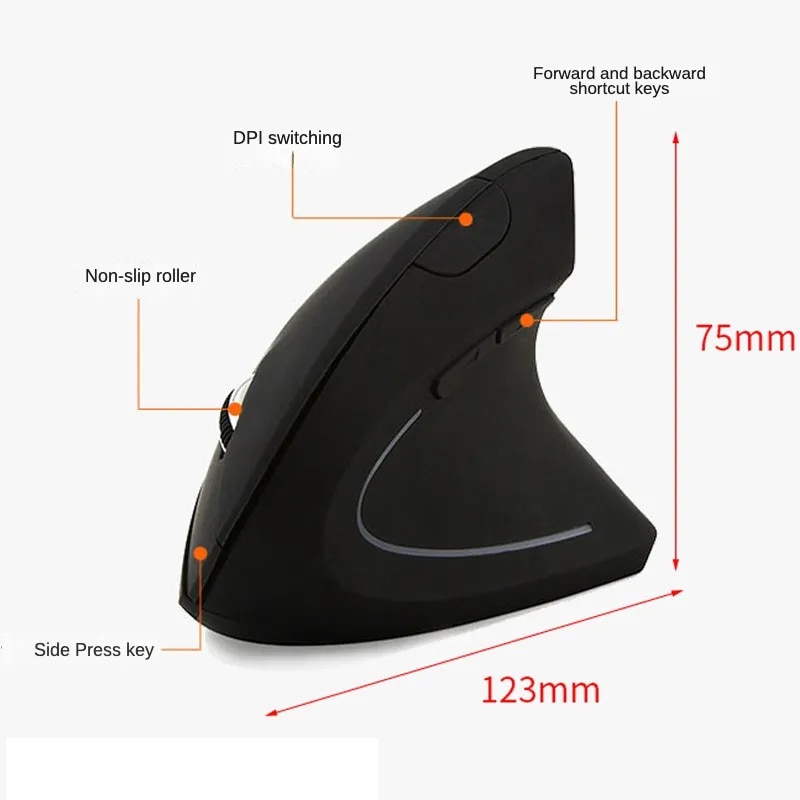 3 DPI 2.4G Wireless Vertical Mouse White /black 6 Buttons Mouse for Windows/Mac/Chromebook/Linux/Notebook/Laptop/Computer. 