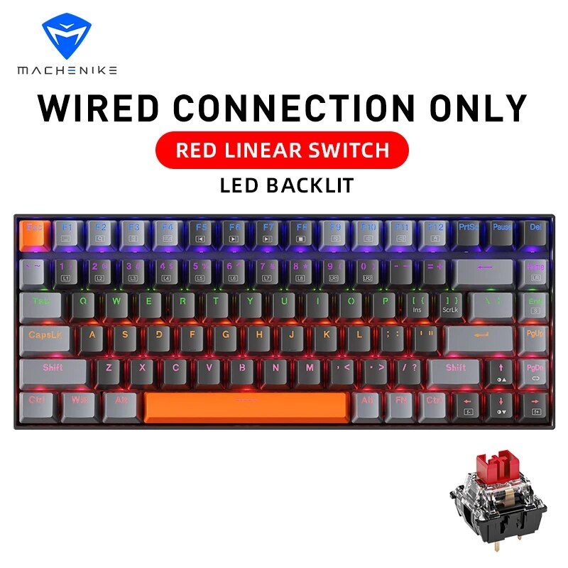 Machenike K500A-B84 Mechanical Keyboard 75% TKL Hot-Swappable Wired Gaming Keyboard 6-Color Backlit 84 Keys For PC Gamers Laptop. 
